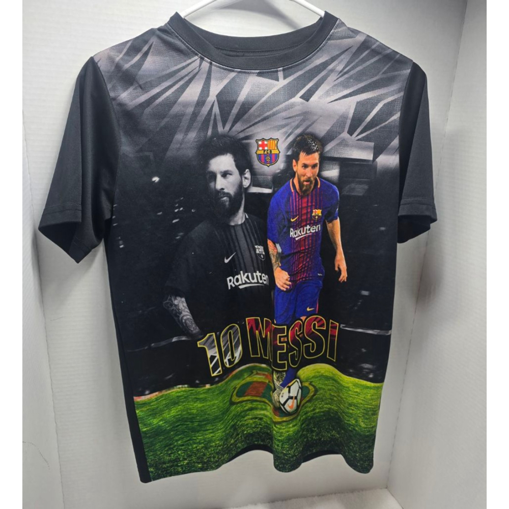 Boys FC Barcelona Messi Jersey t shirt L Black Blue